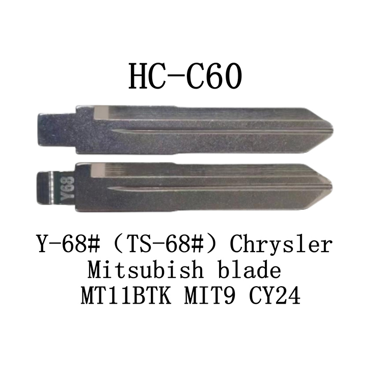 HC-C60 KD 折叠钥匙胚适用于Y-68#（TS-68#）克莱斯勒、克莱斯勒 MT11BTK MIT9 CY24